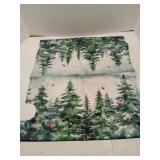 (UNUSED) Winter Watercolor Tree Magnetic Mailbox Cover Standard Size 21x18 Inch Christmas Dark Green Pine Trees Mail Box Post Cover Rustic Forest Red Bird Letter Box Wraps for Home Outdoor Garden Yard