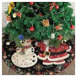 (UNUSED) Santa Claus 36 Inch Christmas Tree Skirt, Merry Christmas Snowman Xmas Decor Farmhouse Tree Skirt for Holiday Ornaments Party Home Indoor Decorations