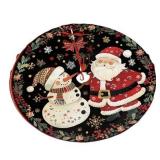 (UNUSED) Santa Claus 36 Inch Christmas Tree Skirt, Merry Christmas Snowman Xmas Decor Farmhouse Tree Skirt for Holiday Ornaments Party Home Indoor Decorations