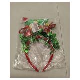 FACTORY SEALED - BiBiSi Christmas Headband for Women Girls Christmas Hat Gifts Red Headband Design Glitter Ribbon Hair Accessories Xmas Letter Hair Bands Cute Hair Decoration 1Pcs (Letter 3)
