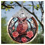 (UNUSED) Stained Glass Christmas Ornament, Jocidea Owl Christmas Decorations, Christmas Tree Ornament, Owl Lovers Gifts, Holiday Decor and Xmas Gifts Ideas