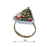 FACTORY SEALED - HPYNPES Christmas Tree Napkin Rings - Set of 12, Festive Holiday Decor with Santa and Presents