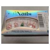 FACTORY SEALED - Christmas Nude Press on Nails Square Fake Nails Extra Short Acrylic Nails Glossy Tree Deer Snowman Candy Cane Design Stick on Nails Full Cover Glue on Nails Cute Winter Nails for Wome
