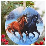 (UNUSED) Ceramic Horse Hanging Ornament - Christmas Tree Decor - Ornaments for Christmas Tree - Gifts for Horse Lovers