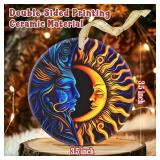 (UNUSED) Christmas Ornament - Sun and Moon Decor Round Ceramic - Sun and Moon Hanging Ornament - Christmas Tree Decor - Ornaments for Christmas Tree - Sun and Moon Gifts
