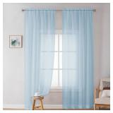 OWENIE Light Blue Sheer Curtains 84 inches Long for Bedroom Living Room 2 Panels Set, Privacy Rod Pocket Light Filtering Voile Sheer Curtains, Airy Farmhouse Curtains, 42Wx84L inch, Sky Blue - Retail: