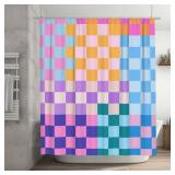 Ohocut Colorful Checkered Shower Curtain, Multicolor Checkerboard Retro Shower Curtains for Bathroom, Cute Vintage Aesthetic Funky Groovy Shower Curtain Waterproof Polyester 72ââx72ââ