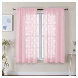 Lecloud Wasa Blush Pink Sheer Curtains 63 Inch Set of 2, Classic Solid Jacquard Curtains for Girls Room, Light Filtering & Lightweight Gauzy Rod Pocket Window Curtains for Bedroom, 42 W x 63 L - Retai