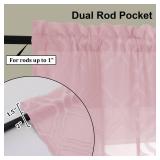 Lecloud Wasa Blush Pink Sheer Curtains 63 Inch Set of 2, Classic Solid Jacquard Curtains for Girls Room, Light Filtering & Lightweight Gauzy Rod Pocket Window Curtains for Bedroom, 42 W x 63 L - Retai