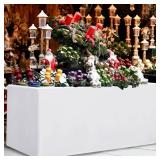 HolidayIdeas Fitted Table Covers for 6 Foot Tables - 72 x 30 Inch - 2 Pack Rectangle Table Clothes Versatile Fabric Table Cover for Folding Table, Parties, Holiday Dinner, Trade Show (White) - Retail: