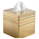 Monarch Abode Handcrafted Tissue Box Cover Square, Border Embossed Brushed Gold Tissue Holder for Bathroom, Square Metal Dresser Accessories for Home and Office, Decorative Tissue Box Holder - Retail: