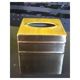 Monarch Abode Handcrafted Tissue Box Cover Square, Border Embossed Brushed Gold Tissue Holder for Bathroom, Square Metal Dresser Accessories for Home and Office, Decorative Tissue Box Holder - Retail: