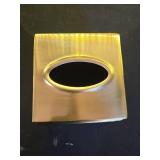 Monarch Abode Handcrafted Tissue Box Cover Square, Border Embossed Brushed Gold Tissue Holder for Bathroom, Square Metal Dresser Accessories for Home and Office, Decorative Tissue Box Holder - Retail: