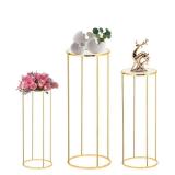 3PCS Cylinder Pedestal Stands for Parties, Gold Metal Plant Round Cylinder Stands for Party Flowers, Display Columns Pedestal Stand Cylinder Tables for Vases Birthday Party Backdrop Decorations - Reta