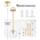 Audickic Pendant Lights Kitchen Island 2 Pack, 6\ Brushed Gold Hanging Lights Fixtures with Clear Glass Shade, Modern Brass Kitchen Pendant Lighting Over Island for Dining Room, AD-22004-1P2-GD-C - Re