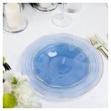 100PCS Blue Plastic Plates-Crystal Design Blue Wave Disposable Plates with Gold Rim, Fancy Disposable Plates Include 50 Dinner Plates, 50 DessertSalad Plates for Party and Birthday - Retail: $40