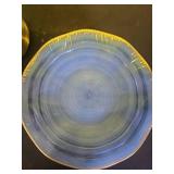 100PCS Blue Plastic Plates-Crystal Design Blue Wave Disposable Plates with Gold Rim, Fancy Disposable Plates Include 50 Dinner Plates, 50 DessertSalad Plates for Party and Birthday - Retail: $40