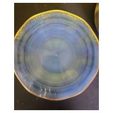 100PCS Blue Plastic Plates-Crystal Design Blue Wave Disposable Plates with Gold Rim, Fancy Disposable Plates Include 50 Dinner Plates, 50 DessertSalad Plates for Party and Birthday - Retail: $40