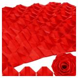 Hoteam 429 Pcs Premade Satin Ribbon Rose Petals Half Finished Three Color Eternal Rose DIY Flowers Bouquets Everlasting Floral for Birthday Wedding Anniversary (Red) - Retail: $17
