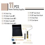 Bates - Paint Tray Set, Paint Rollers, Paint Brushes for Wall, Tray, Roller Brush, 11 Piece Home Painting Supplies, Foam Brush, House Painting Supplies, Painting Tools, Interior, Exterior - Retail: $1