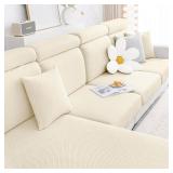 Smiry Waterproof Couch Cushion Covers, Stretch Jacquard Thick Sofa Cushion Covers, Washable Seat Slipcover Elastic Furniture Protector for Pets, Kid (2PC, Beige) - Retail: $25