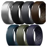 Egnaro Menfts Silicone Rings 10mm Wide 2.5mm Thick Rubber Wedding Bands, Multipack 147 Breathable Comfort Fit For Workout - Retail: $10