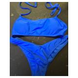 SherryDC Womenfts Solid Scoop Neck Push Up Padded Brazilian Thong Bikini Swimsuit,Dark Blue,(US 2-4) S - Retail: $26