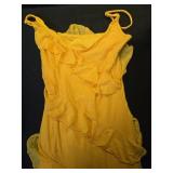 HOCILLE Womenfts Sexy V Neck Backless Bodycon Spaghetti Strap Elegant Ruffle Maxi Cocktail Party Dresses, X-Small, Yellow - Retail: $48