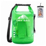 HEETA Dry Bag Waterproof for Women Men, Roll Top Lightweight Dry Storage Bag Backpack with Phone Case for Travel Swimming Boating Kayaking Paddle Board Camping Beach Accessories (Green, 5L) - Retail: 