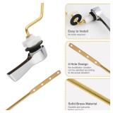 Hibbent Universal Metal Side Mount Toilet Handle Replacement Kit, Brass Toilet Flush Tank Lever with Stainless Steel Flapper Chains for Most Toilets, Chrome Finish - Retail: $10
