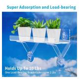 Skewo 15 Inch Acrylic Window Sill Extender Shelf - Suction Cup Plant Shelf with Support Brackets for Balcony Flower Pots, Indoor Herb Gardens, Hanging Succulents and Succulent Planters NO HOOKS - Reta