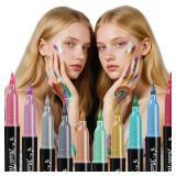 ThEast 10 Colors Glitter Face Paint, Halloween Makeup Kit, Body Markers for Skin Washable Temporary Tattoo Pens, Metallic Holographic Cosplay Makeup - Retail: $15