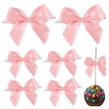 AIMUDI Baby Pink Satin Bows 2\ Satin Bow for Gift Wrapping Small Bows with Twist Ties Premade Ribbon Bow for Crafts Cake Pop Treat Bags Wedding Bridal Shower Birthday Party Easter Decoration, 50 PCs -