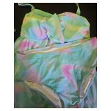ROSEWE Two Piece Tankini Bathing Suits for Women, Removable Halter Flyaway Swimsuits, Bandeau Top with Briefs Blue Large - Retail: $41