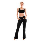 Walifrey Flare Leggings with Pocket for Women,High Waisted Opaque Flare Pants for Yoga Workout Black L - Retail: $10