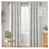 jinchan 95% Blackout Floral Curtains 84 Inches Long, Printed Flower Sage Green Blackout Curtain for Bedroom Rod Pocket Back Tab Blackout Curtains Thermal Insulated Window Drapes, 2 Panels - Retail: $4