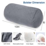 1 MIDDLE ONE Round Cylinder Bolster Pillow with Removable Velvet Cover, Tube Roll Cervical Pillow for Head, Neck, Back and Legs Support, 13\ x 6\in, Grey - Retail: $16in