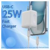 USB C Charger Type C Fast Charging 2 Pack 25W Chargers Block with 2 Pack 6FT USB C to C Cable for iPhone 17 16 15 Pro MaxiPadSamsung Series and More - Retail: $7