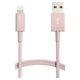 Amazon Basics USB-A to Lightning Charger Cable, Nylon Braided Cord, MFi Certified Charger for Apple iPhone 14 13 12 11 X Xs Pro, Pro Max, Plus, iPad, 3 Foot, Rose Gold - Retail: $7