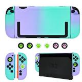 DLseego Protective Hard Case for Nintendo Switch 2 (2025), PC Grip Cover for Joy Con, Detachable JoyCon Controller Protectors-Shockproofand Scratch-Resistant Console Shell, 6 Thumb Grips - Purple Gree