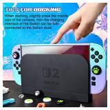 DLseego Protective Hard Case for Nintendo Switch 2 (2025), PC Grip Cover for Joy Con, Detachable JoyCon Controller Protectors-Shockproofand Scratch-Resistant Console Shell, 6 Thumb Grips - Purple Gree