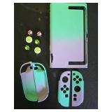 DLseego Protective Hard Case for Nintendo Switch 2 (2025), PC Grip Cover for Joy Con, Detachable JoyCon Controller Protectors-Shockproofand Scratch-Resistant Console Shell, 6 Thumb Grips - Purple Gree