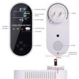 Carbon Monoxide Detector Plug in Wall, WESHLGD Portable Carbon Monoxide Detector for Travel, 3-in-1 CO Detector for Home and Travel Camping(CO Gas Meter Temperature Humidity Sensor), KH106, Black - Re