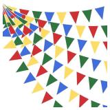 32Ft Super Mario Party Decorations Red Blue Yellow Green Carnival Circus Clown Triangle Flag Pennant Bunting Banner Fabric Garland Streamers for Kids Mario Birthday Baby Shower Outdoor Garden Decor - 