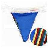 32Ft Super Mario Party Decorations Red Blue Yellow Green Carnival Circus Clown Triangle Flag Pennant Bunting Banner Fabric Garland Streamers for Kids Mario Birthday Baby Shower Outdoor Garden Decor - 