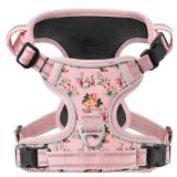 Timos No Pull Dog Harness,NO Need Go Over Dogs Head 3 Snap Buckles Reflective Oxford No Choke Harness with Front and Back 2 Metal Leash Clips Soft Padded for Small Medium Large Dogs Pink S - Retail: $