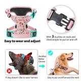 Timos No Pull Dog Harness,NO Need Go Over Dogs Head 3 Snap Buckles Reflective Oxford No Choke Harness with Front and Back 2 Metal Leash Clips Soft Padded for Small Medium Large Dogs Pink S - Retail: $