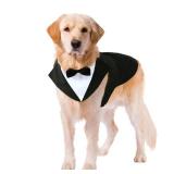 Kuoser Dog Tuxedo Dog Suit and Bandana Set, Dogs Tuxedo Wedding Party Suit, Doggy Prince Bow Tie Shirt Formal Pet Wedding Attire for Large Medium and Small Dogs Golden Retriever Samo Bulldogs 2XL - Re
