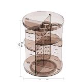 Rotating Makeup Organizer Countertop, DIY Adjustable Trays Spinning Skincare Organizers, Cosmetic Display Shelf with Perfume and Brush Holder, Multi-Function Desk Storage Carousel for Vanity Bathroom 