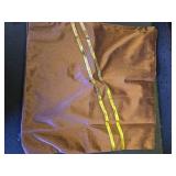 Gyulin Pack of 2,18x18 Inch Velvet Boho Throw Pillow Covers with Gold Leather Striped Stitching Modern Minimalist Square Pillowcase Cushion Covers for Bedroom Sofa Couch Living Room, Brown - Retail: $